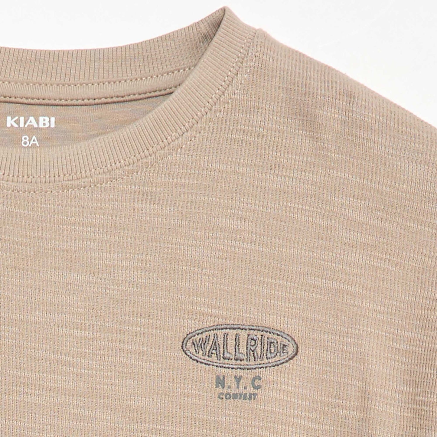 Knit T-shirt with embroidery BEIGE