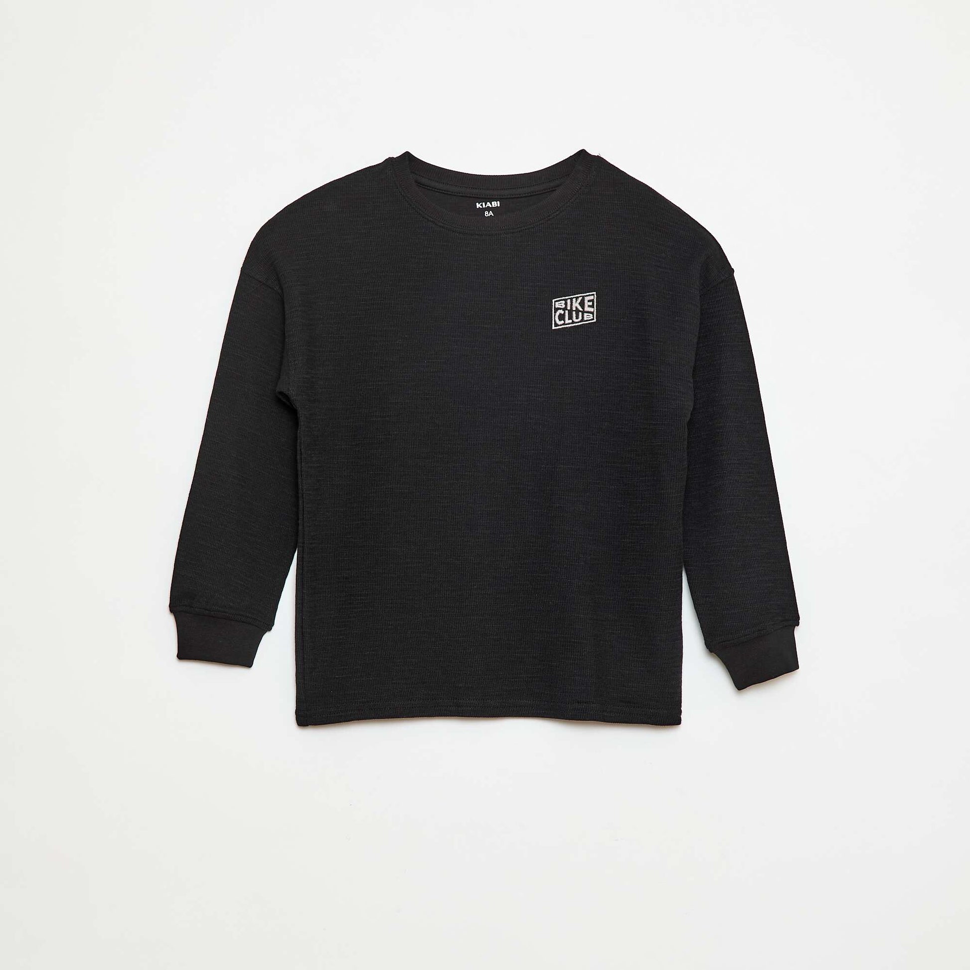 Knit T-shirt with embroidery BLACK