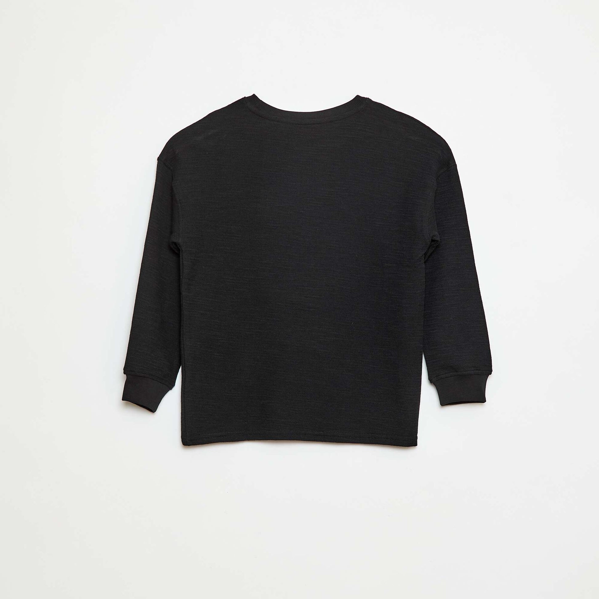 Knit T-shirt with embroidery BLACK