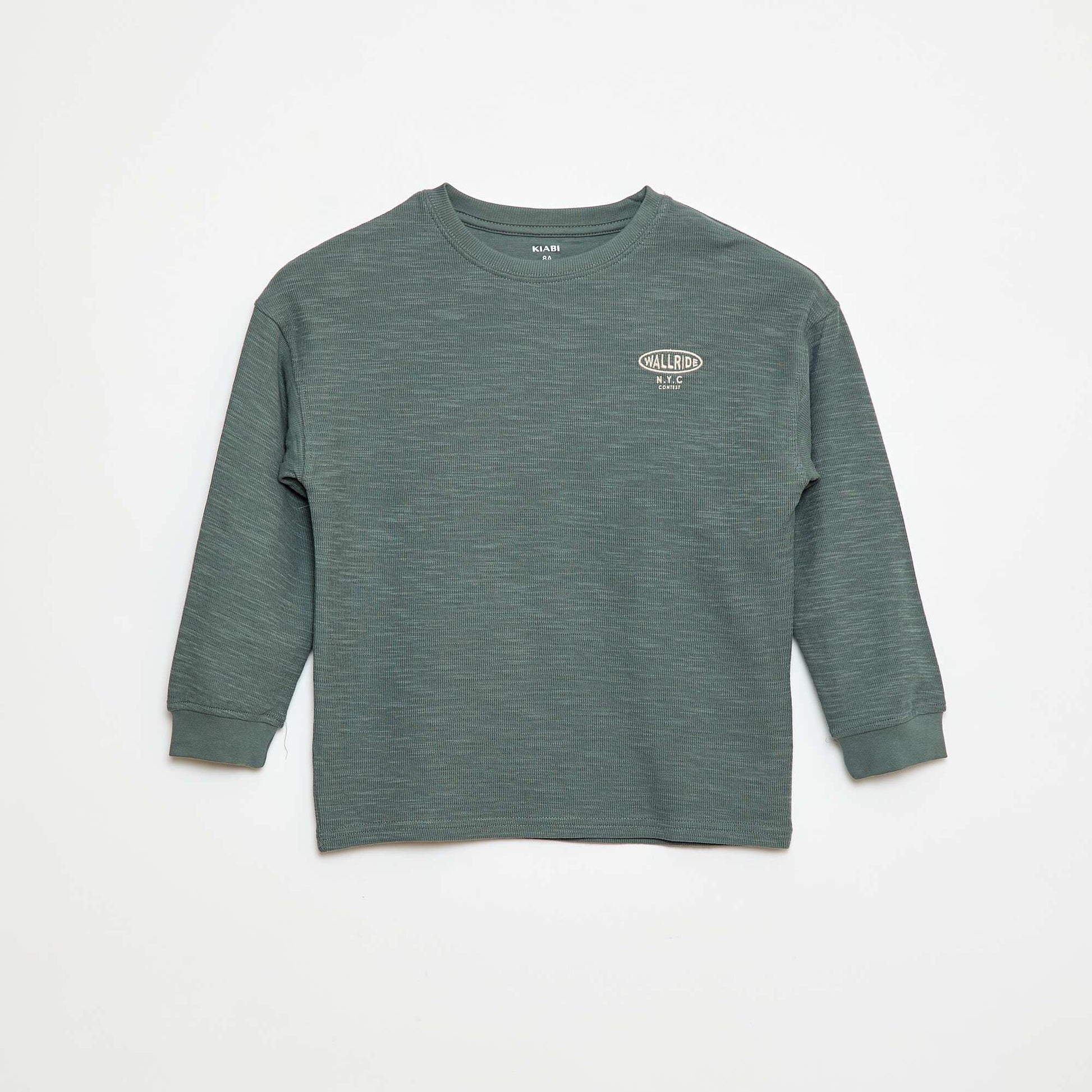 Knit T-shirt with embroidery GREEN