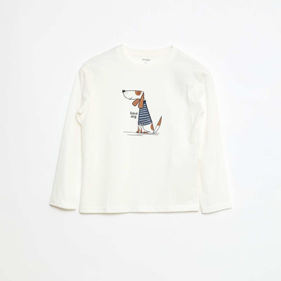 Printed long-sleeved T-shirt WHITE