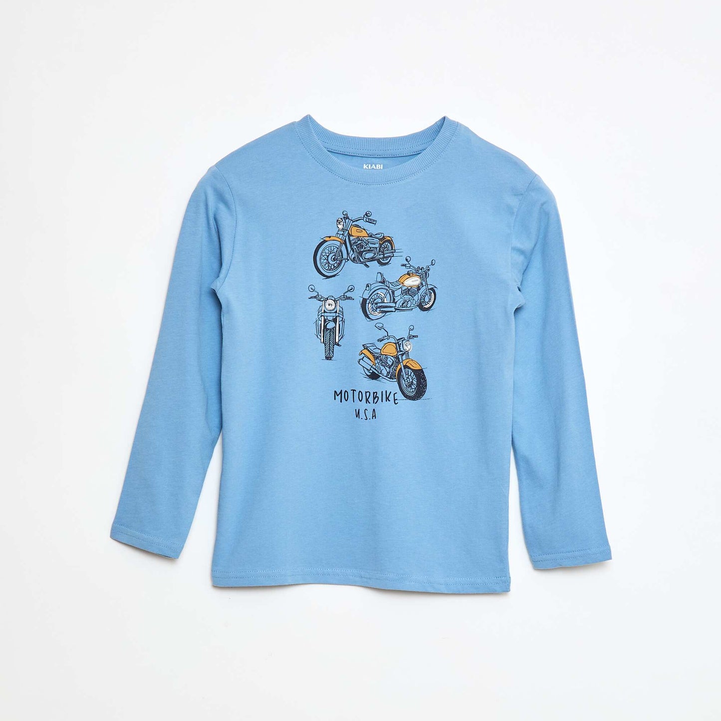 Printed long-sleeved T-shirt BLUE