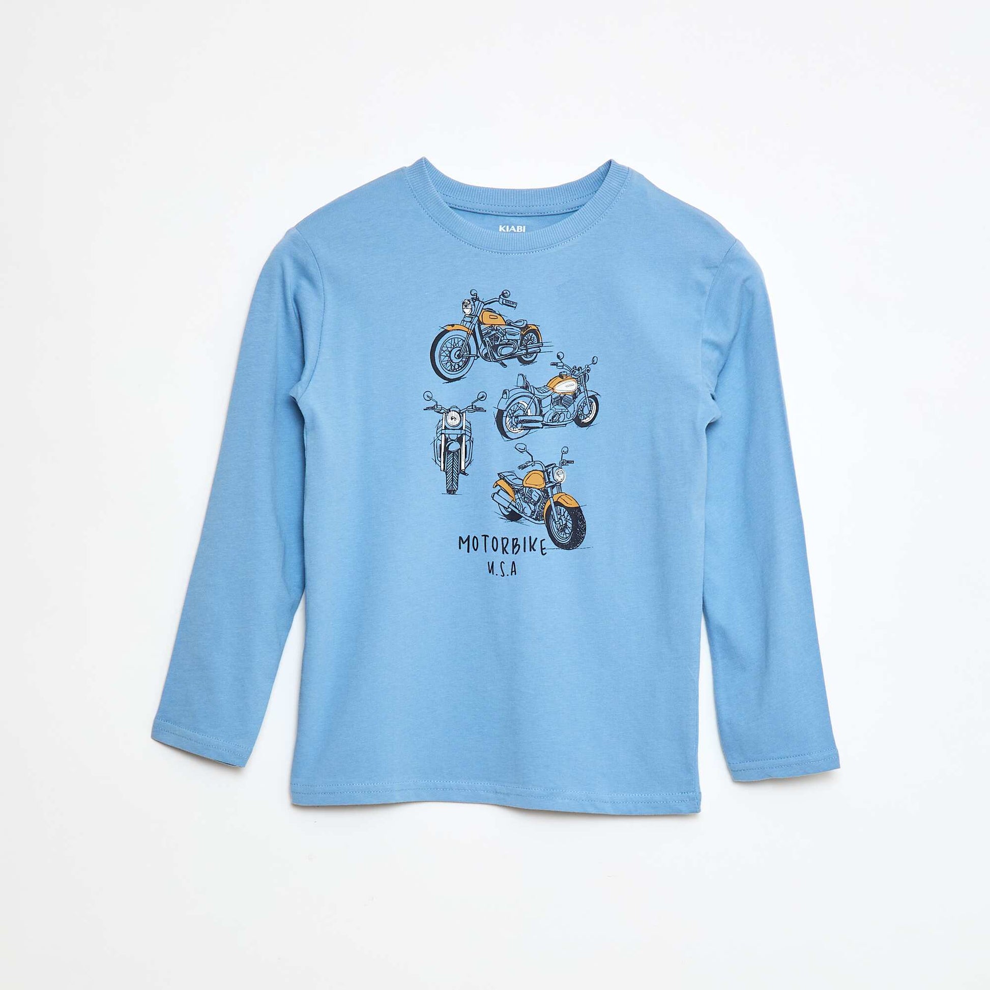 Printed long-sleeved T-shirt BLUE