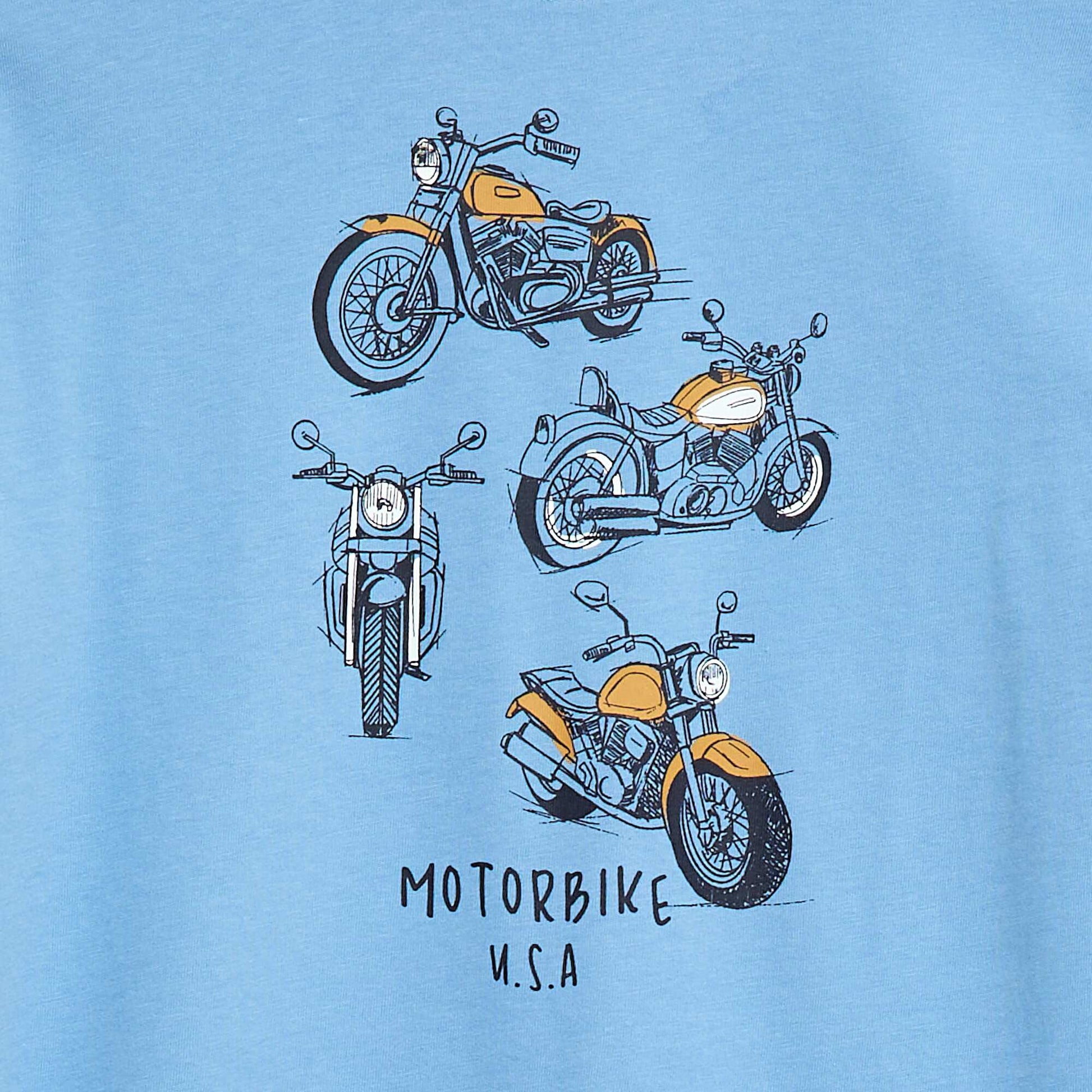Printed long-sleeved T-shirt BLUE