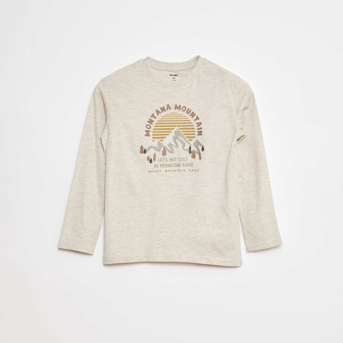 Printed long-sleeved T-shirt BROWN