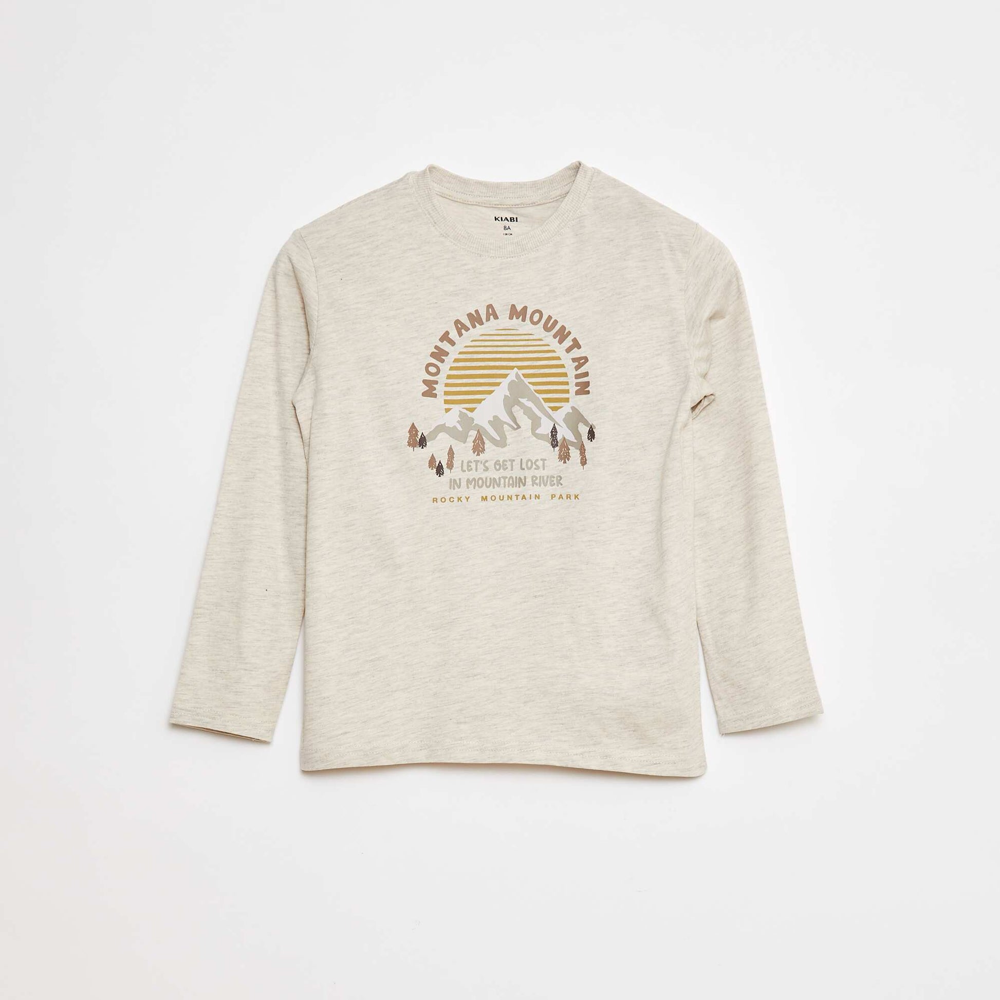 Printed long-sleeved T-shirt BROWN