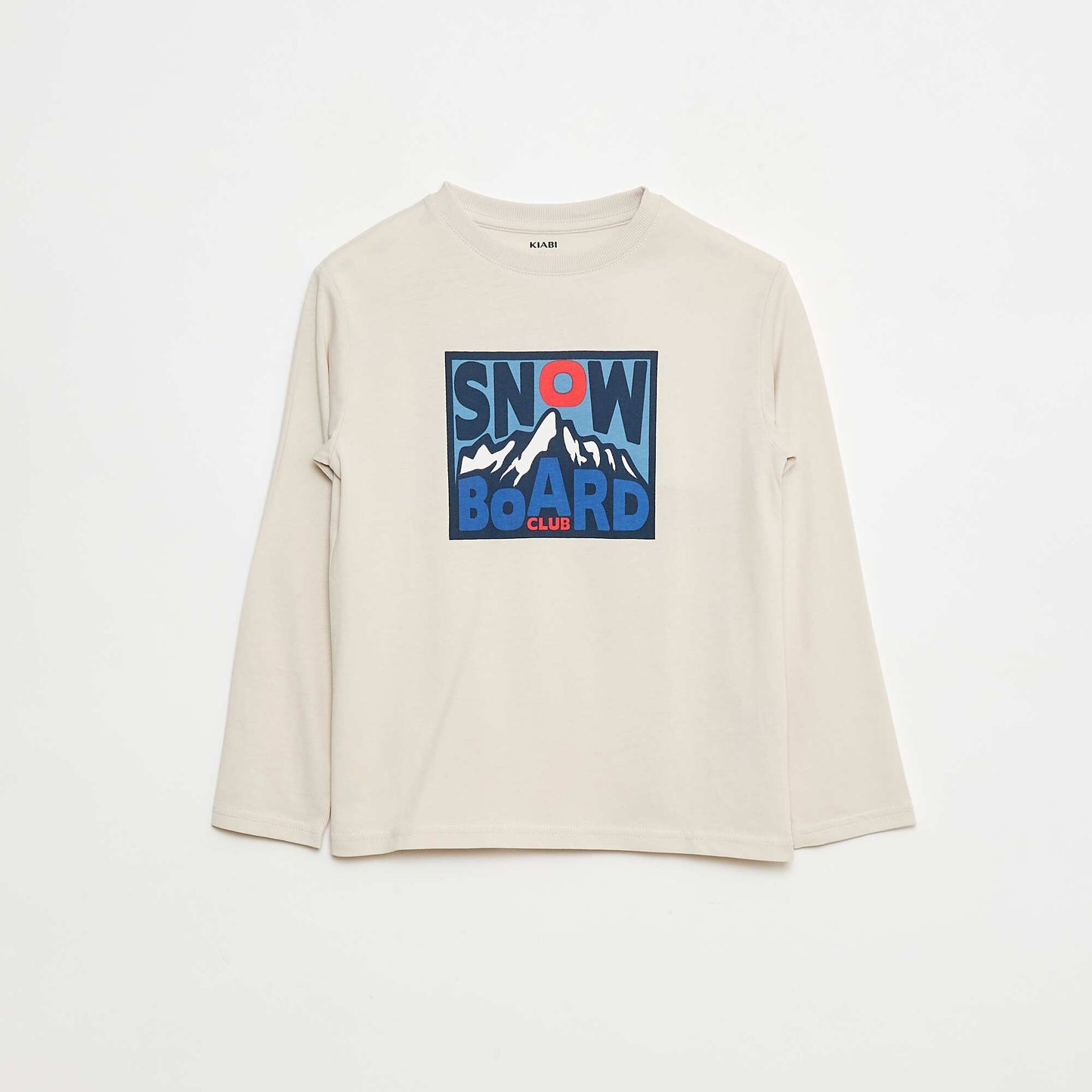 Printed long-sleeved T-shirt BEIGE