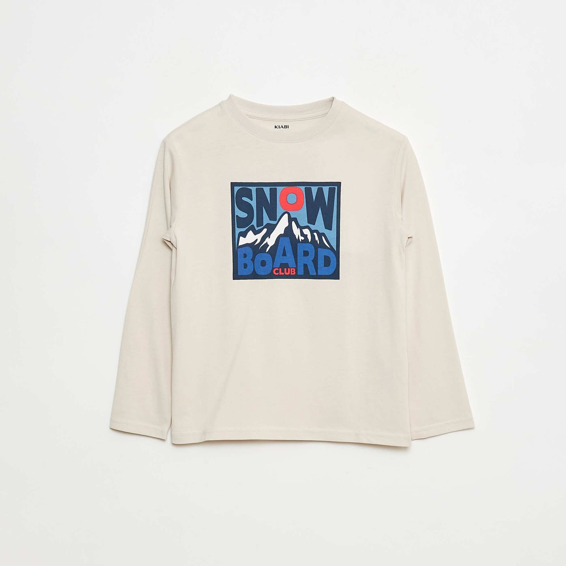 Printed long-sleeved T-shirt BEIGE