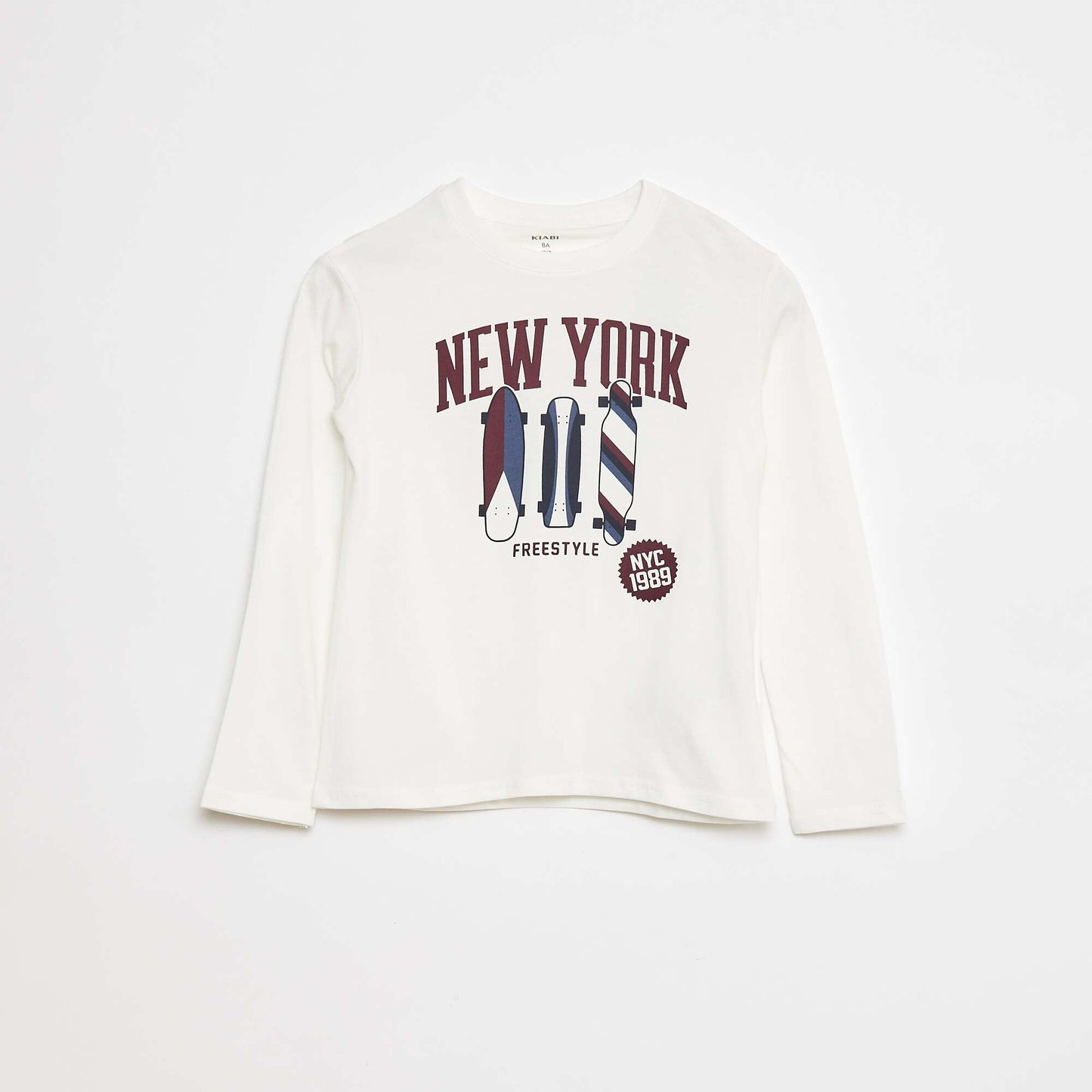 Printed long-sleeved T-shirt WHITE