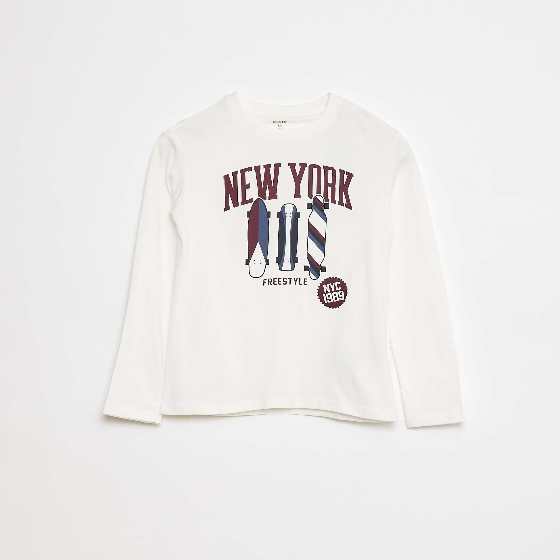 Printed long-sleeved T-shirt WHITE