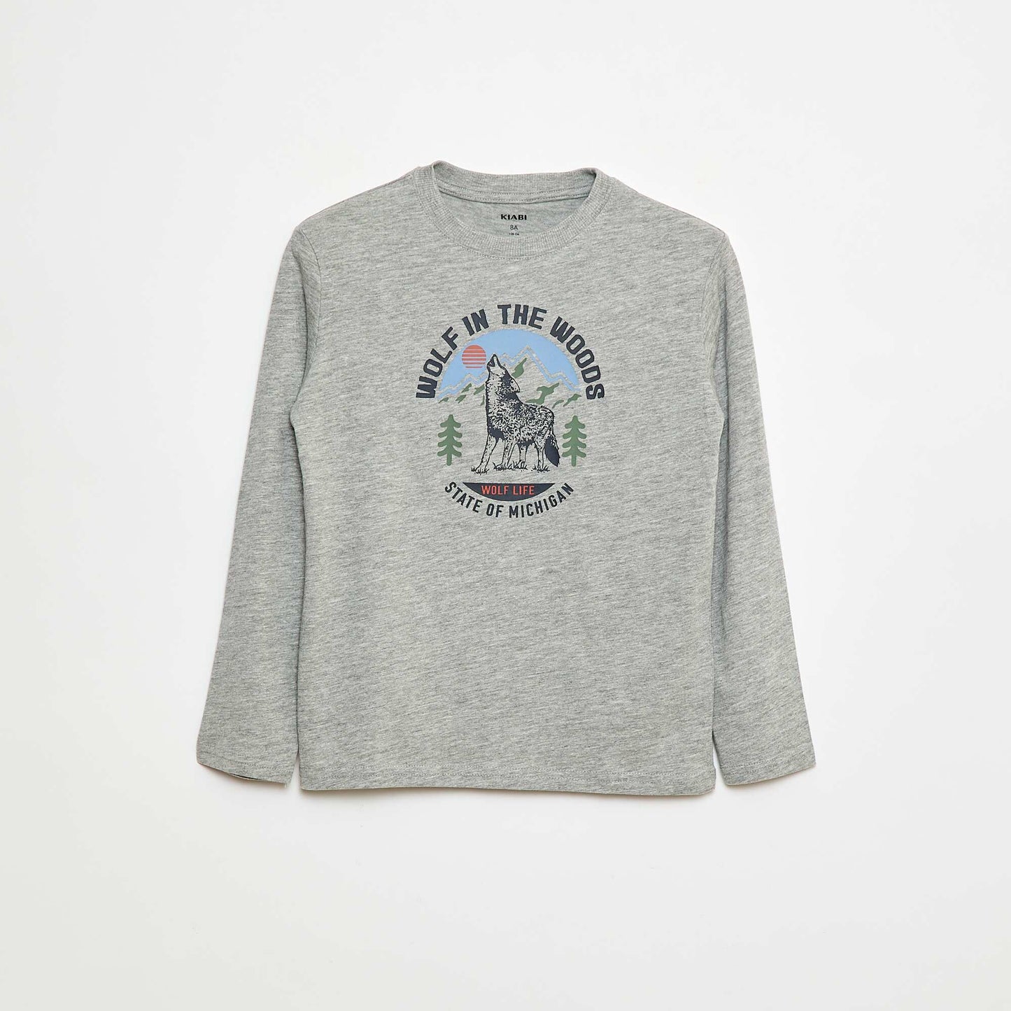 Printed long-sleeved T-shirt GREY