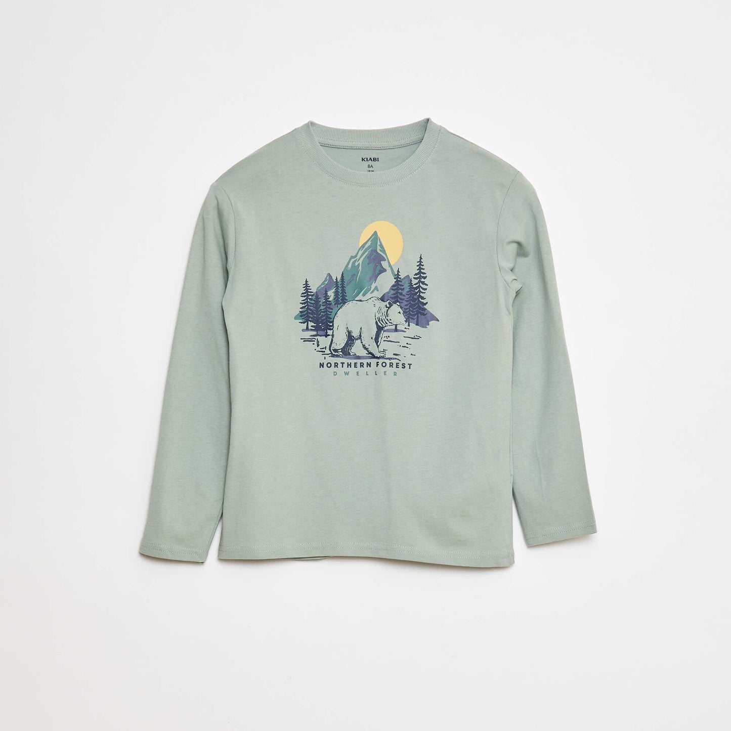 Printed long-sleeved T-shirt GREEN