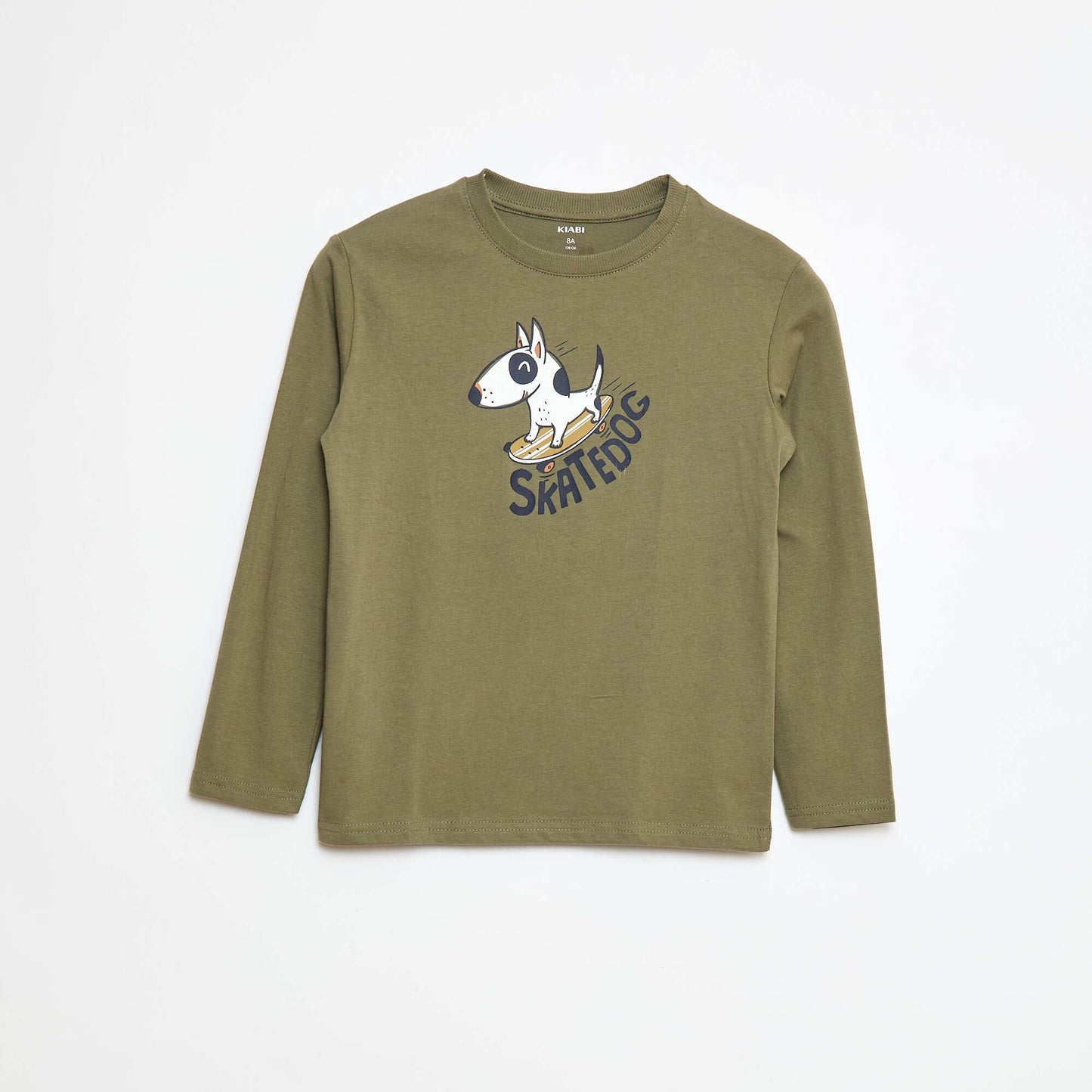 Printed long-sleeved T-shirt KHAKI