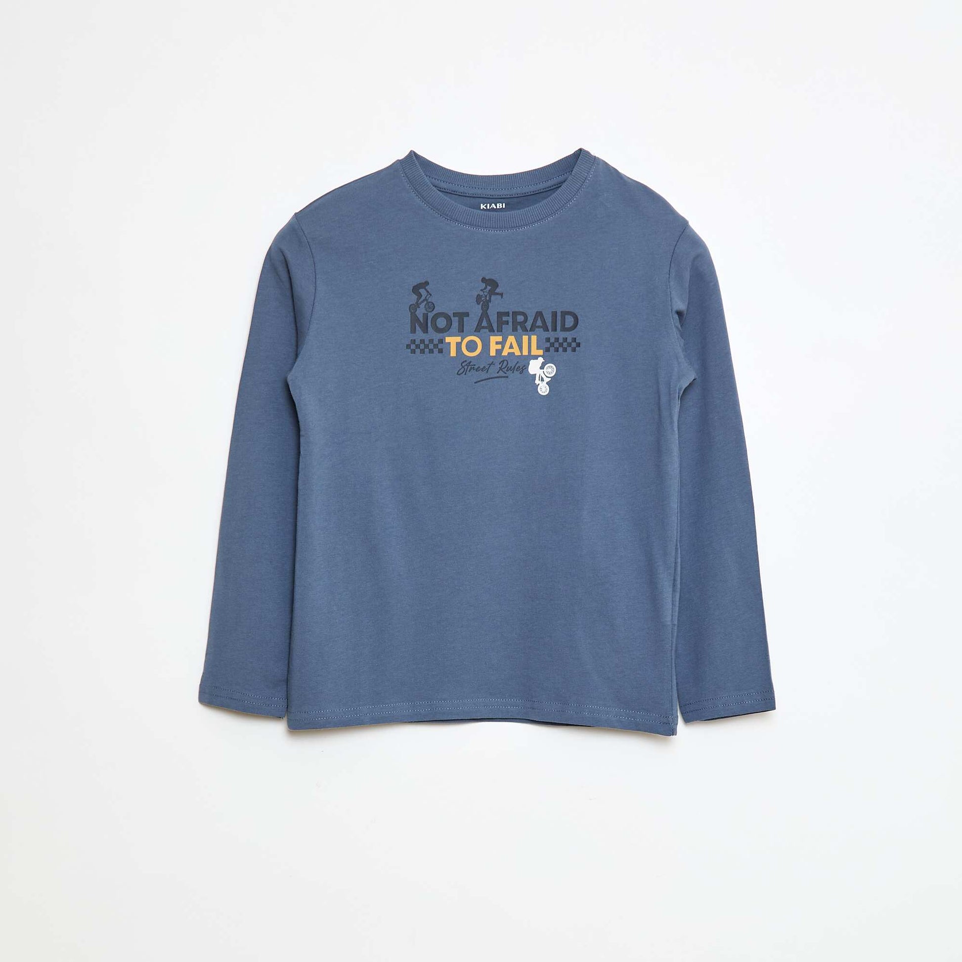 Printed long-sleeved T-shirt BLUE