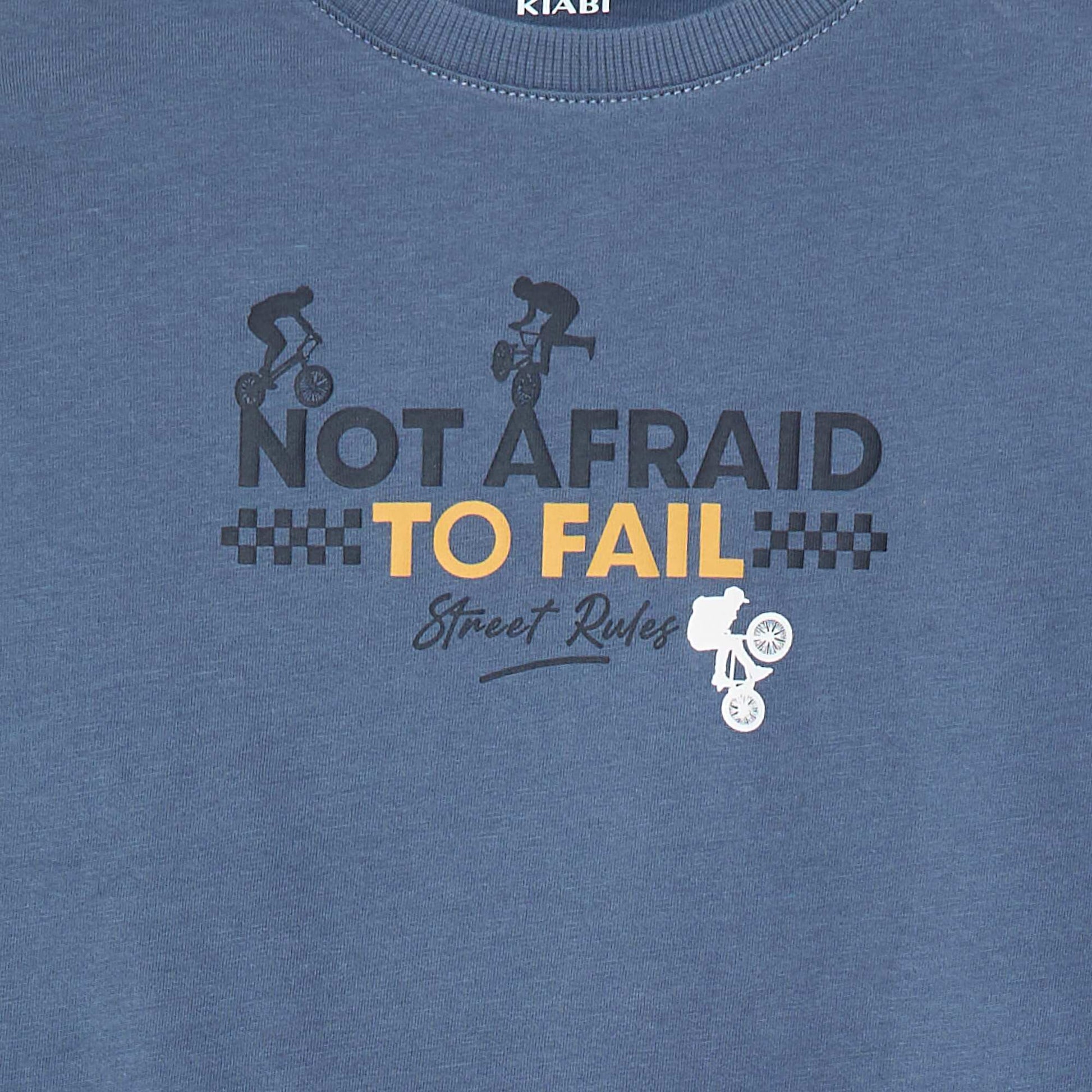 Printed long-sleeved T-shirt BLUE