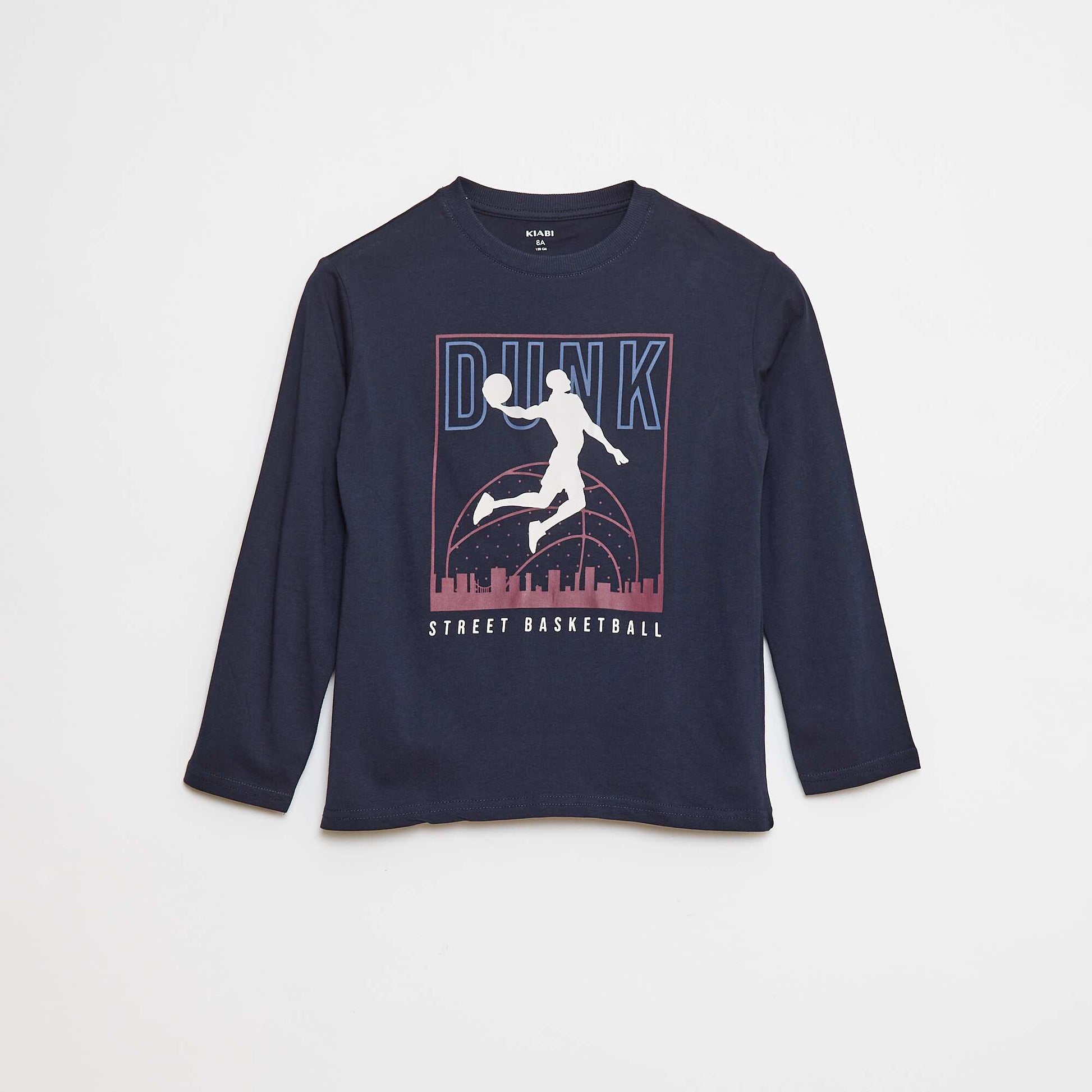 Printed long-sleeved T-shirt BLUE