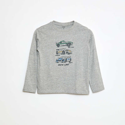 Printed long-sleeved T-shirt GREY