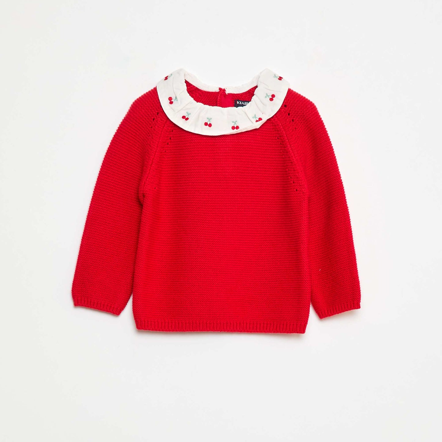 Knit Sweater with Peter Pan Collar RED
