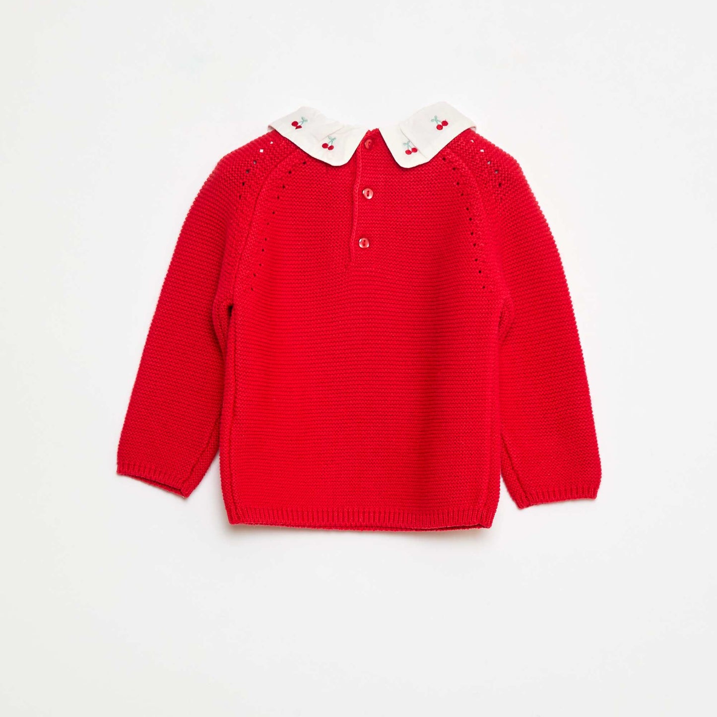 Knit Sweater with Peter Pan Collar RED