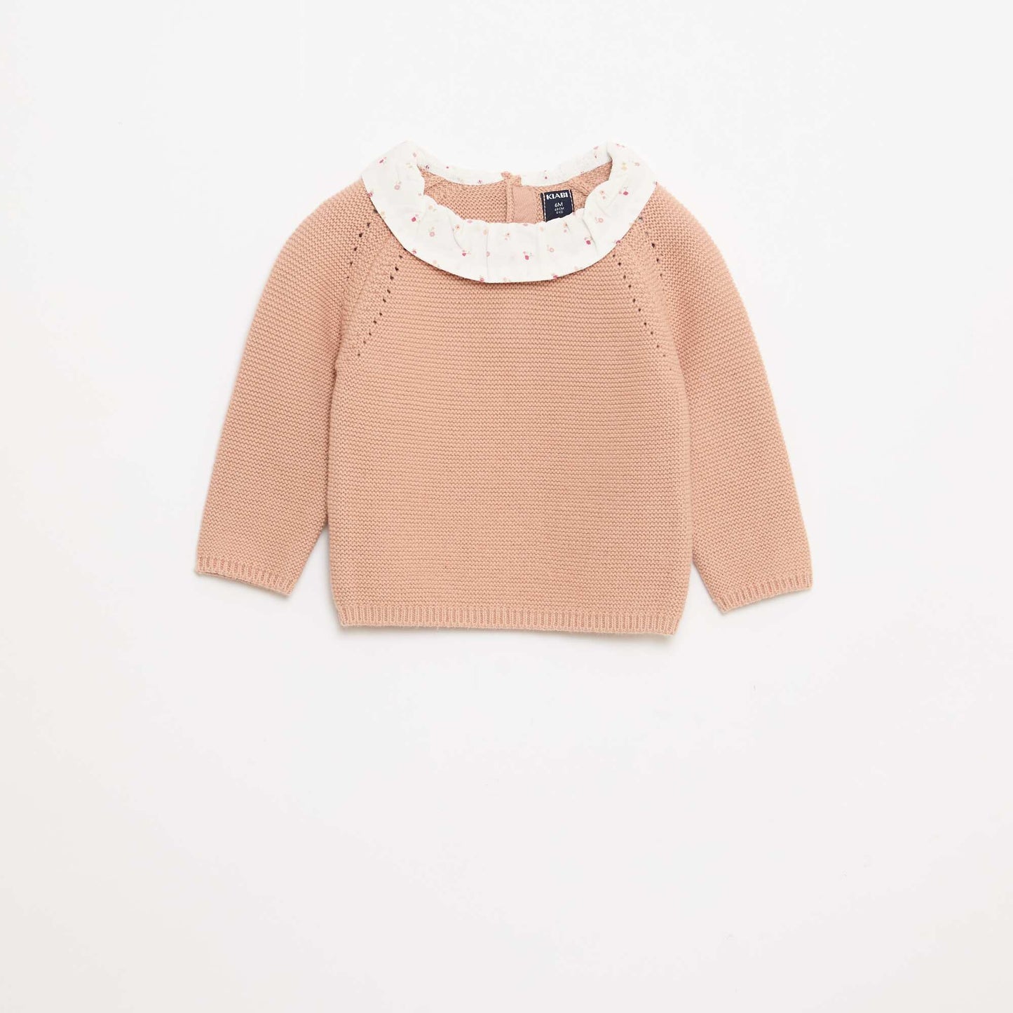 Moss Stitch Sweater with Peter Pan Collar WHITE