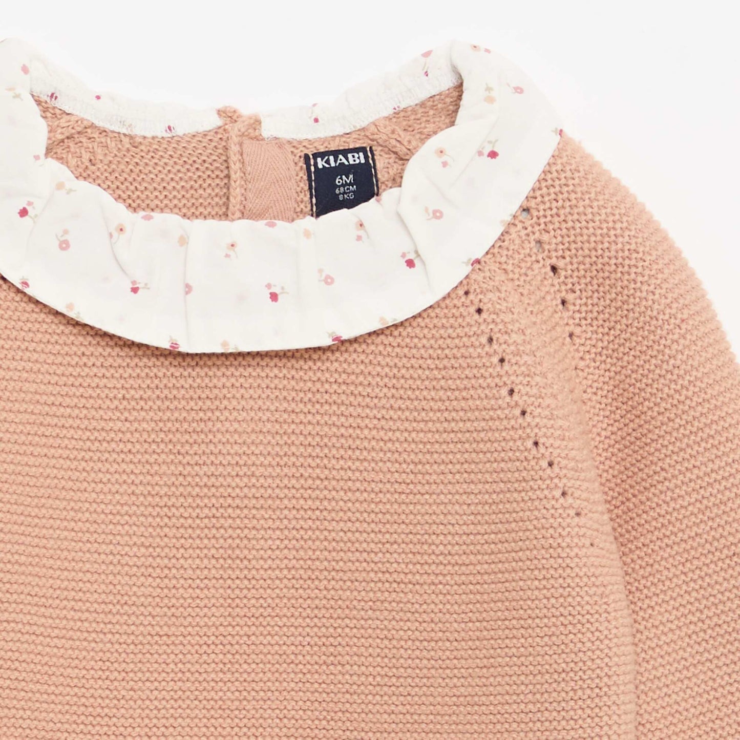 Moss Stitch Sweater with Peter Pan Collar WHITE