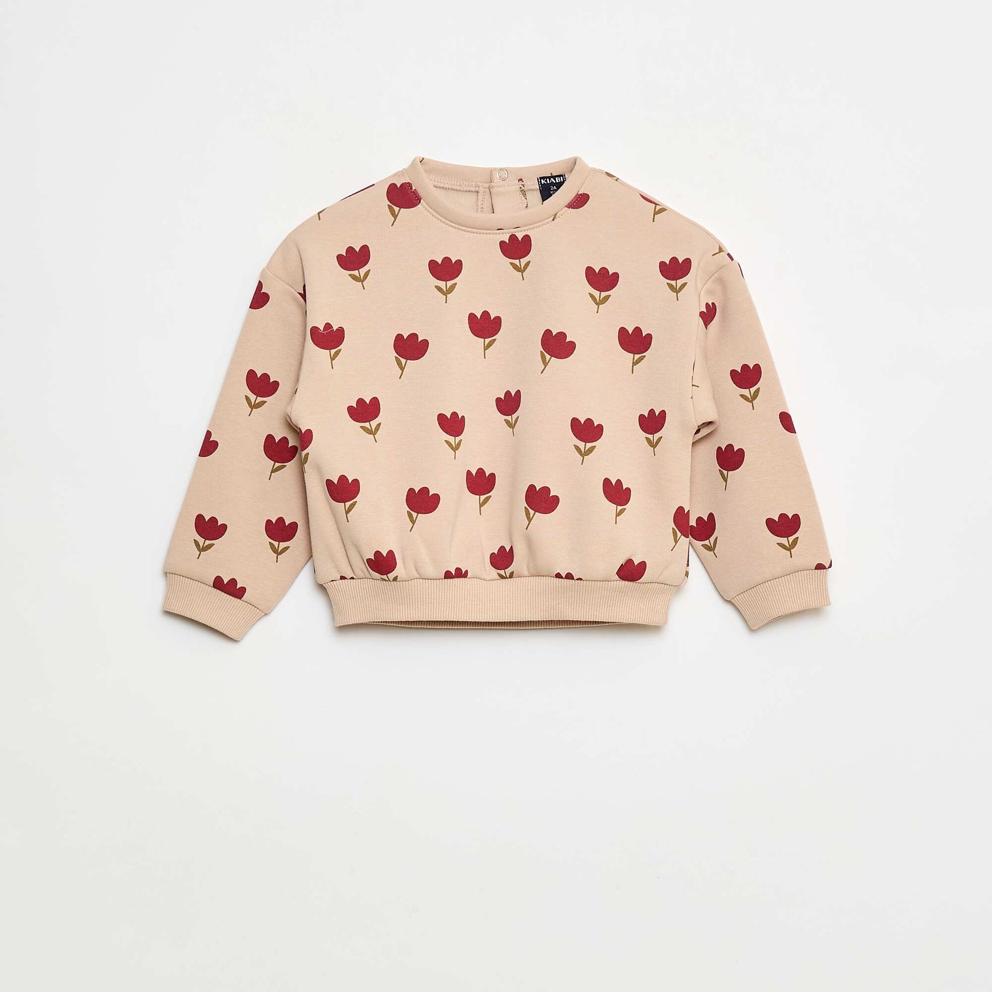 Patterned Fleece Pullover BEIGE