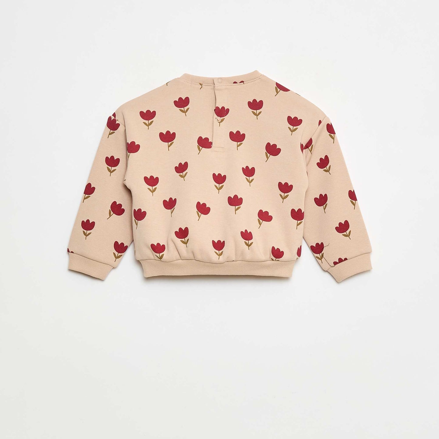 Patterned Fleece Pullover BEIGE
