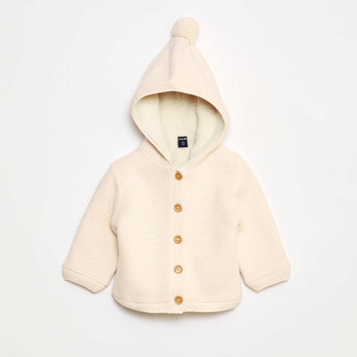 Warm Buttoned Cotton Cardigan WHITE