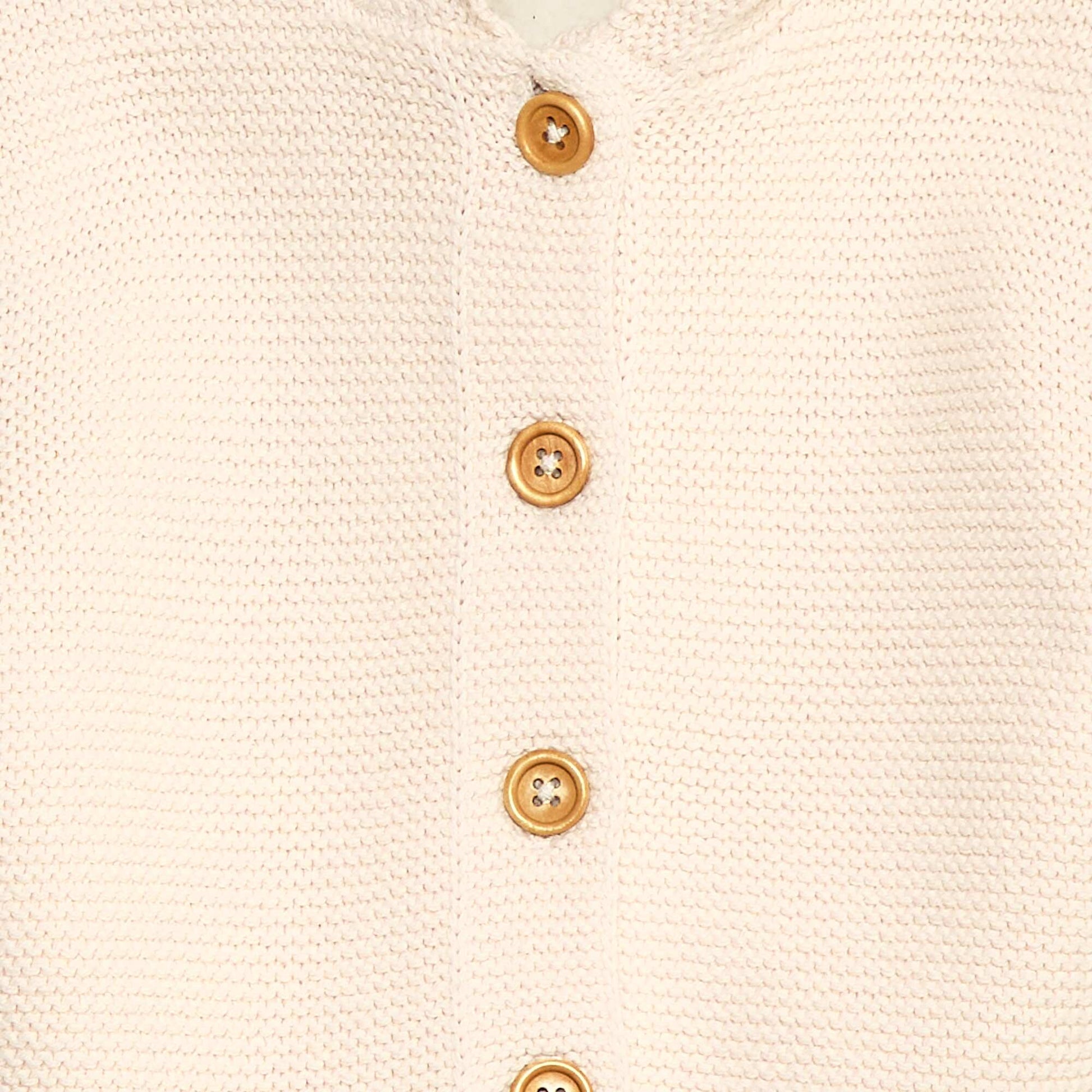 Warm Buttoned Cotton Cardigan WHITE