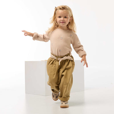 Twill Trousers with Belt BEIGE