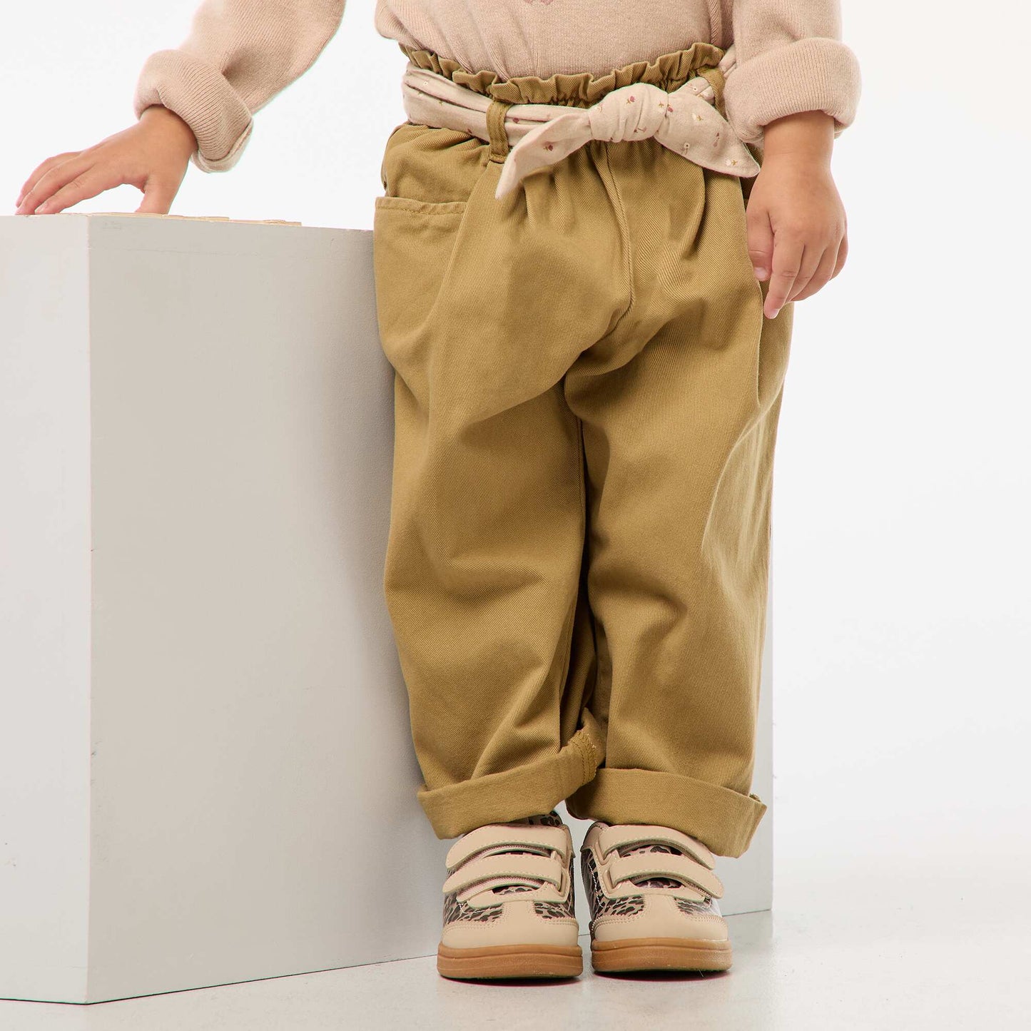 Twill Trousers with Belt BEIGE