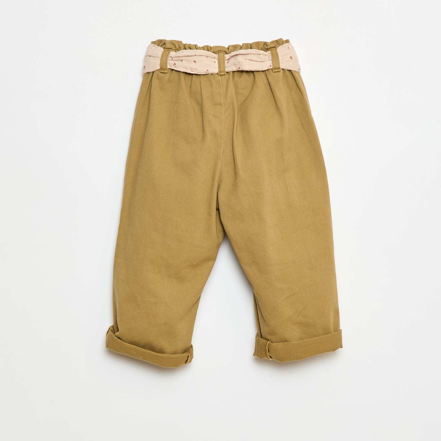 Twill Trousers with Belt BEIGE