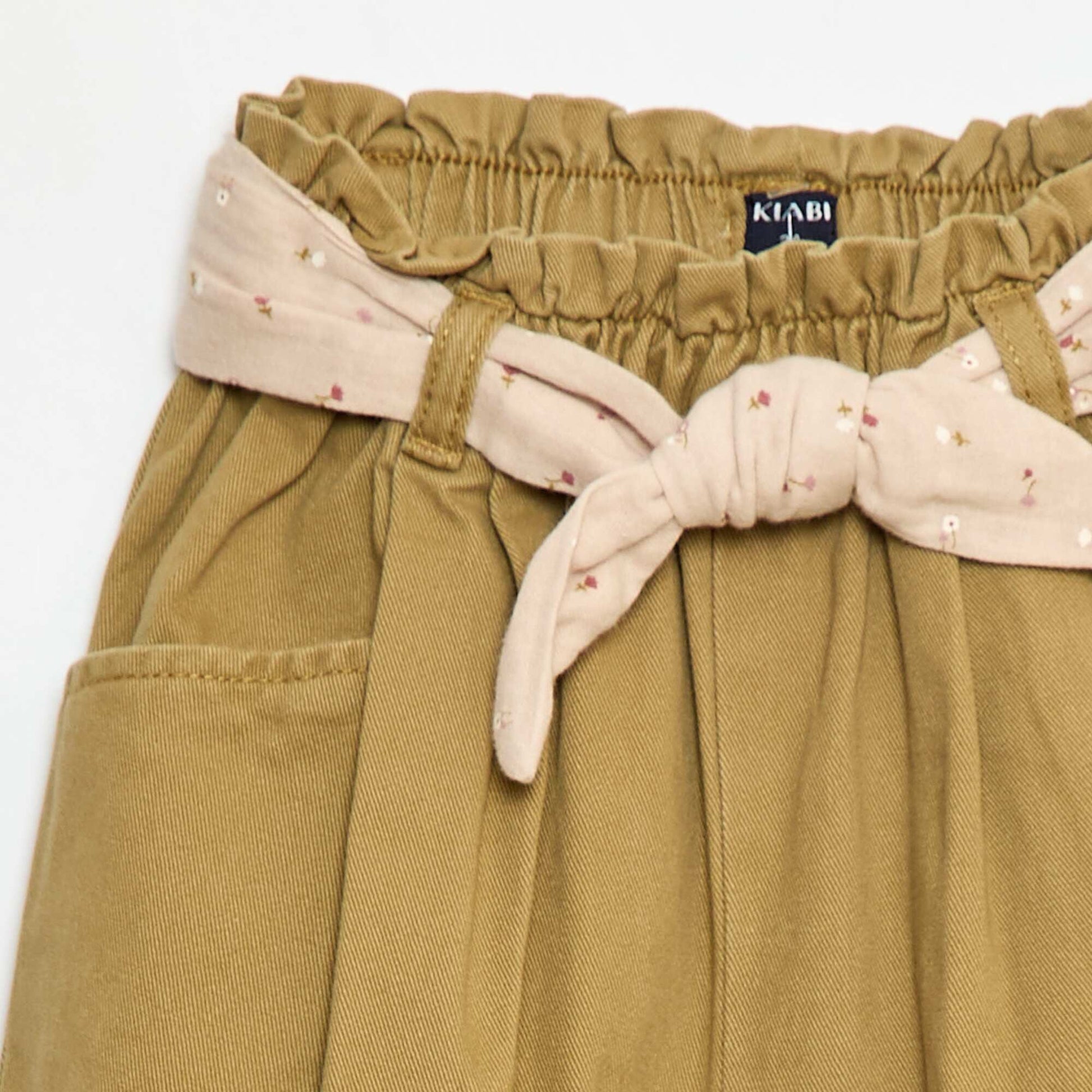 Twill Trousers with Belt BEIGE