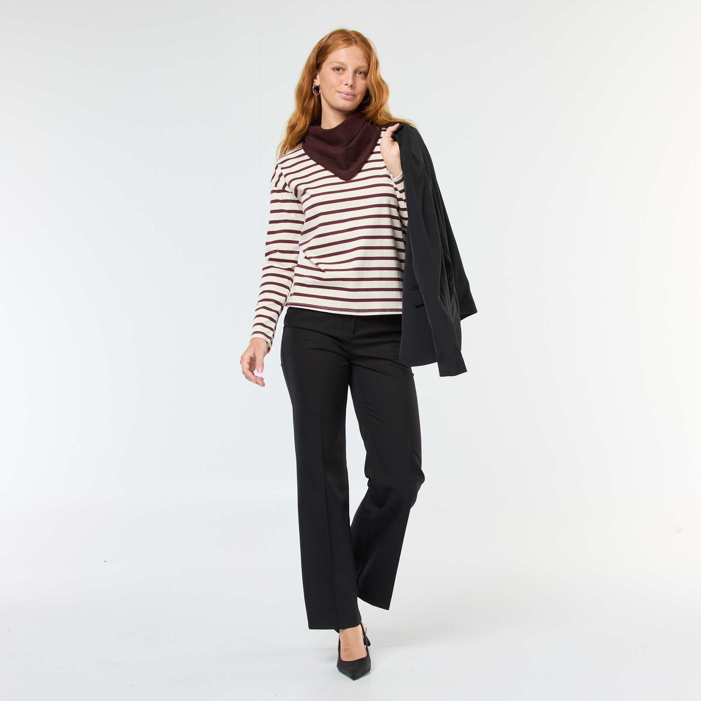 Striped Long-Sleeve Jersey T-Shirt WHITE