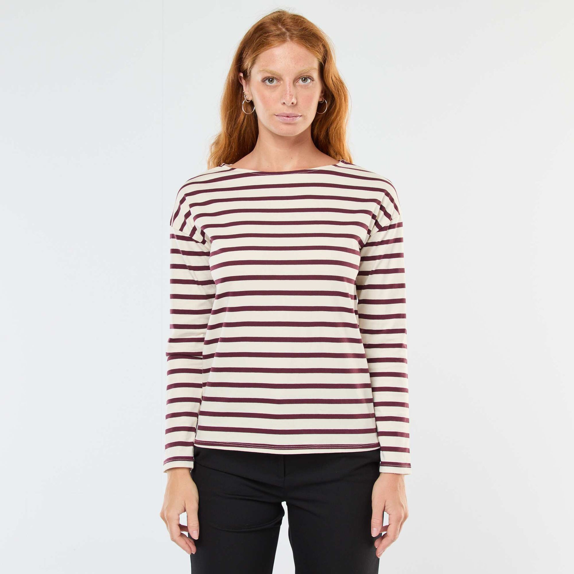 Striped Long-Sleeve Jersey T-Shirt WHITE
