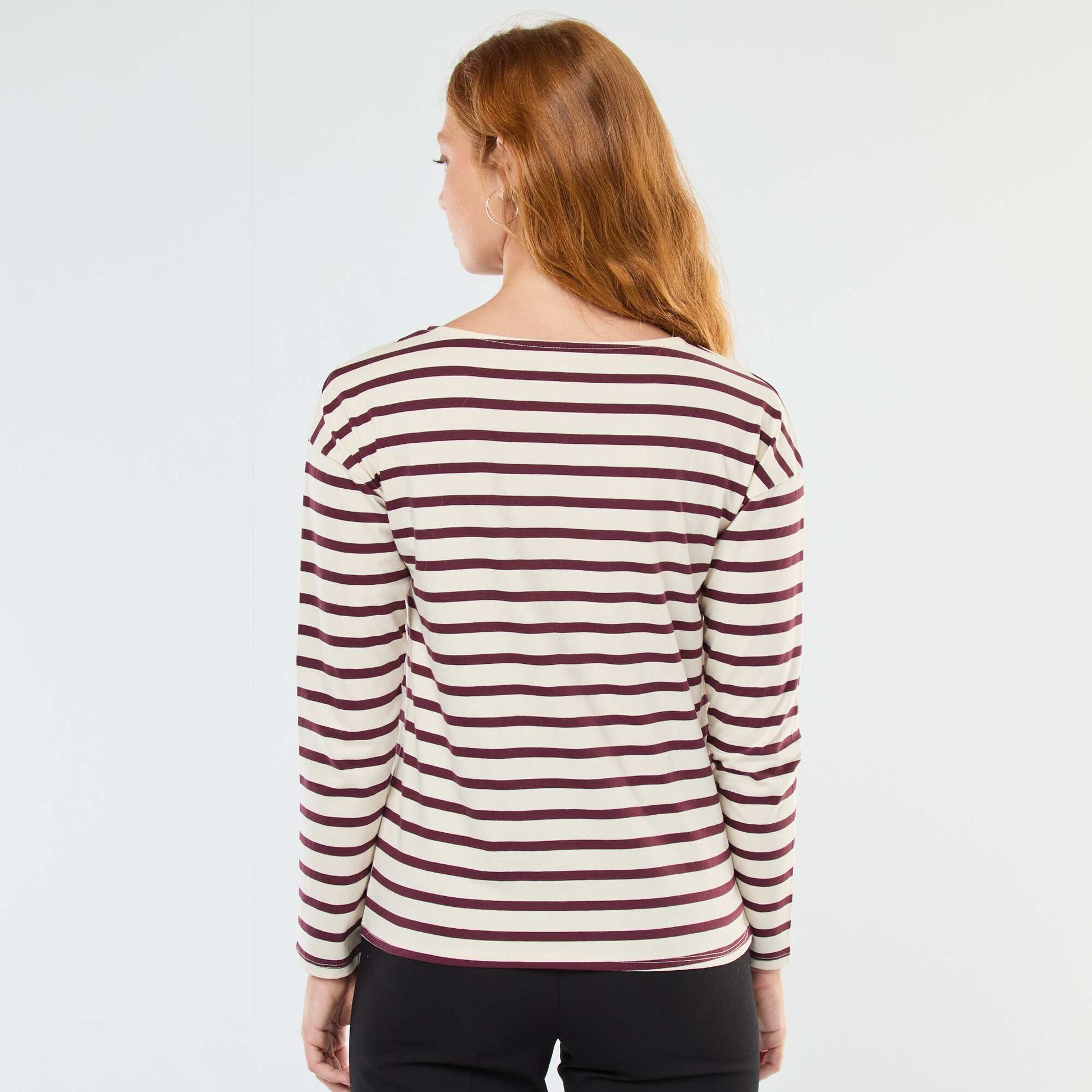 Striped Long-Sleeve Jersey T-Shirt WHITE