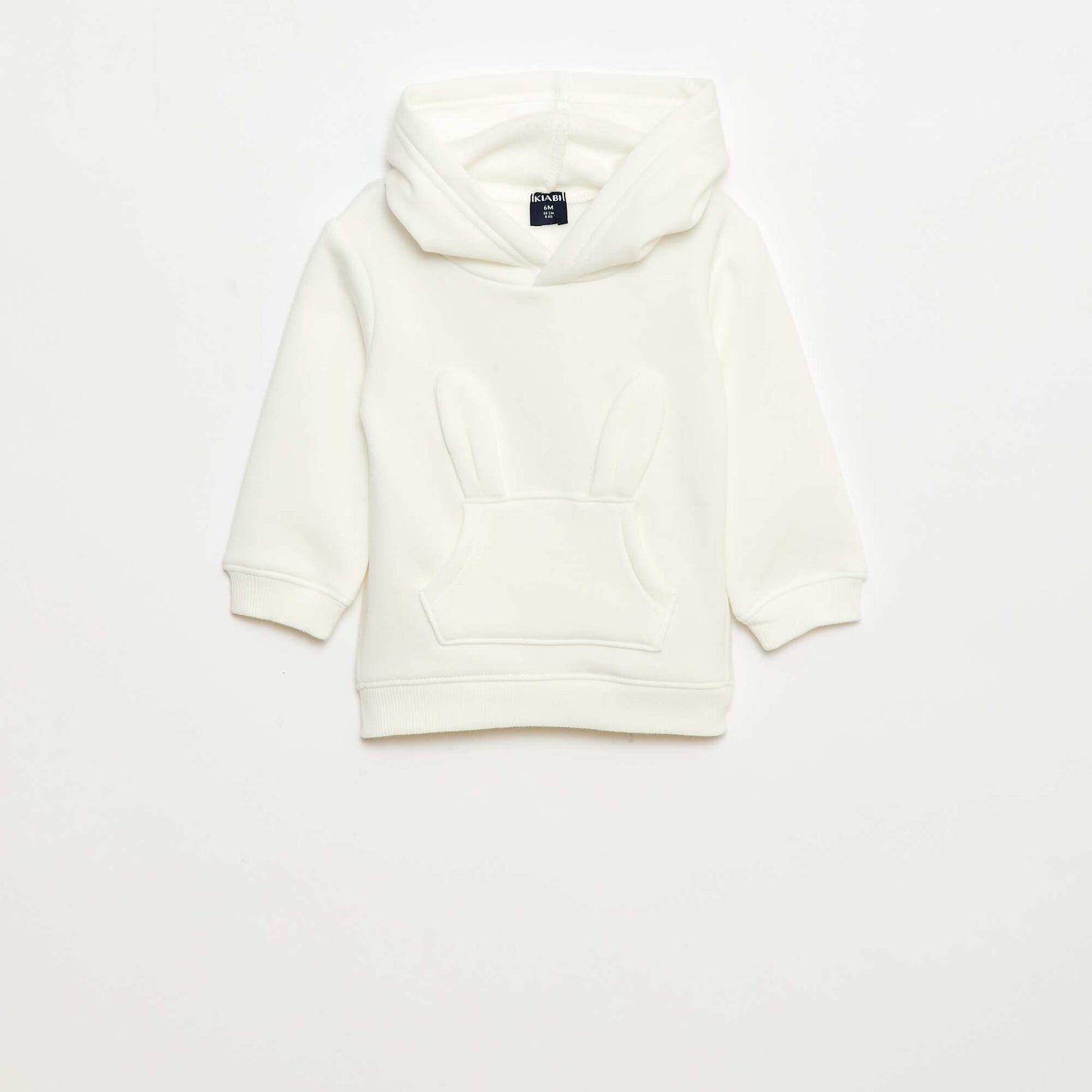 Fleece Hoodie with Animated Rabbit Design WHITE