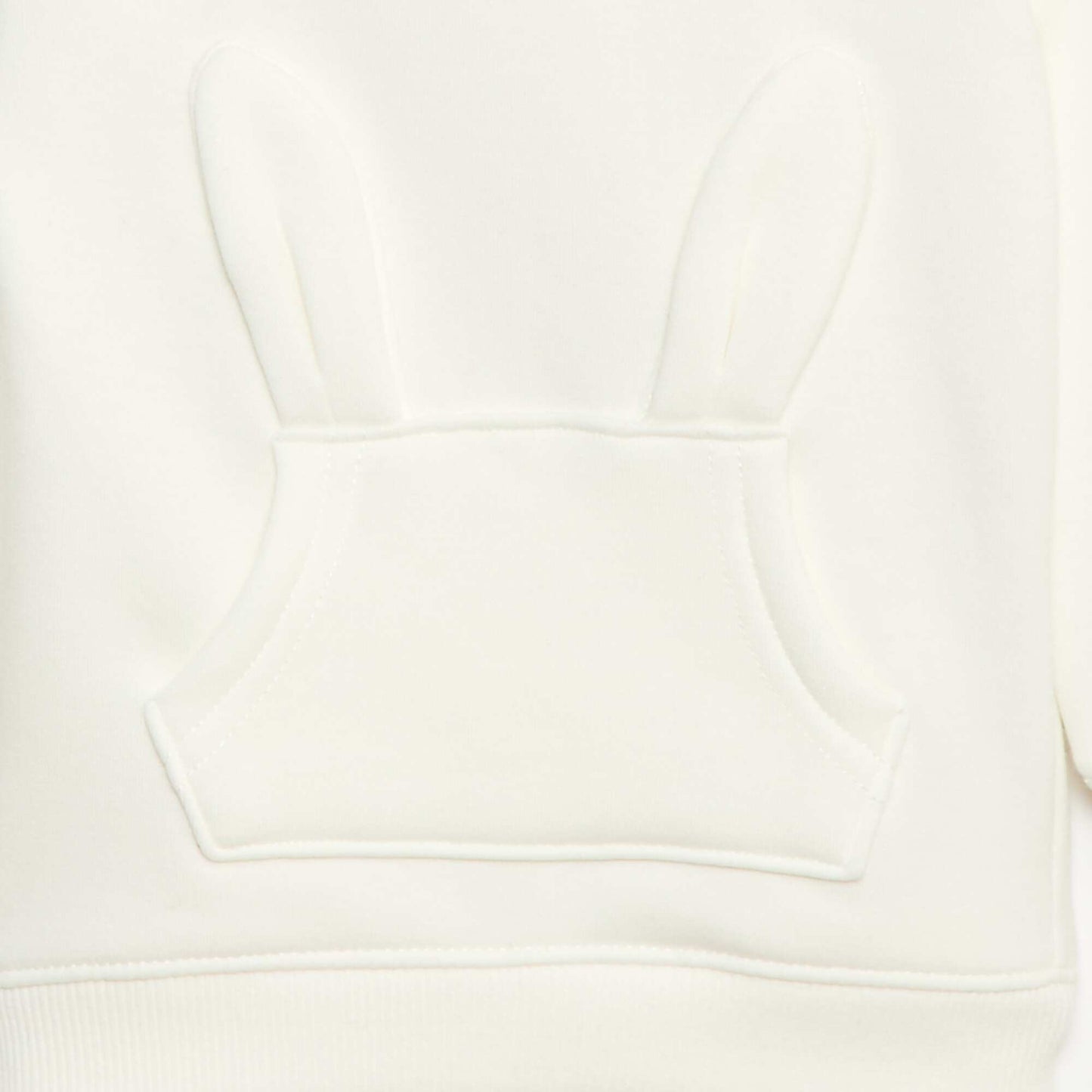 Fleece Hoodie with Animated Rabbit Design WHITE