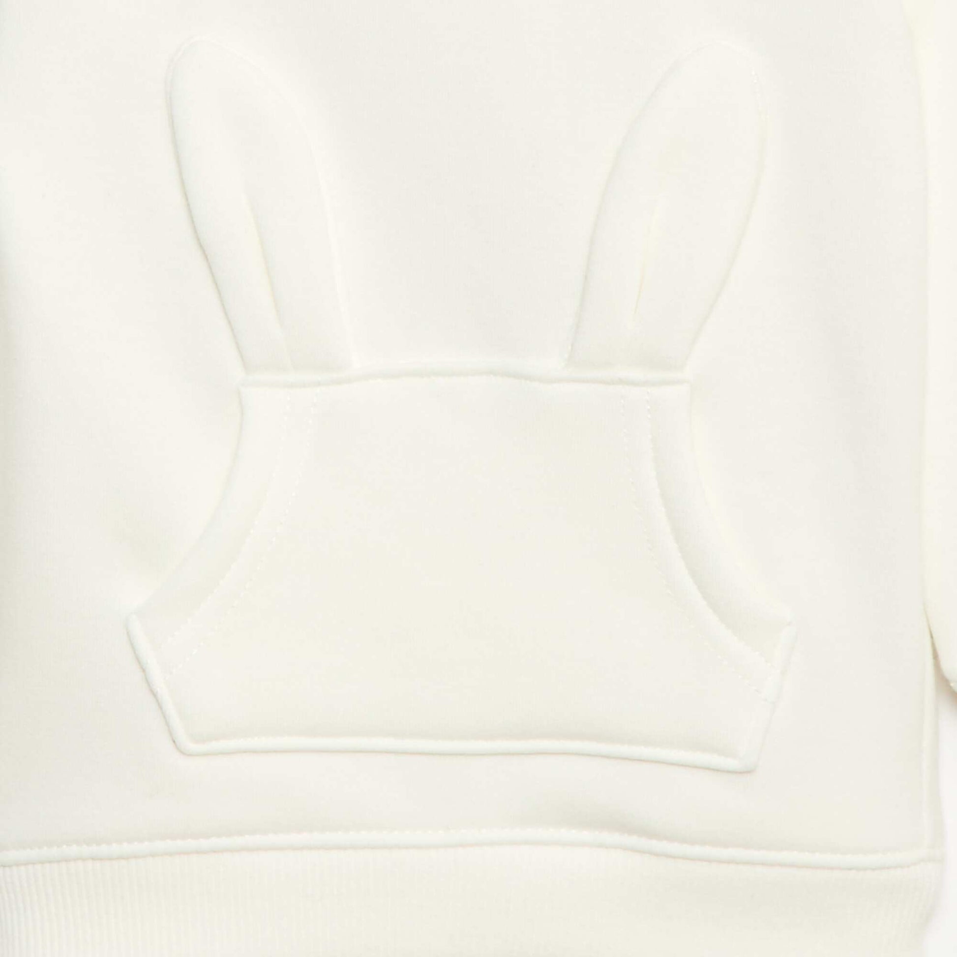 Fleece Hoodie with Animated Rabbit Design WHITE