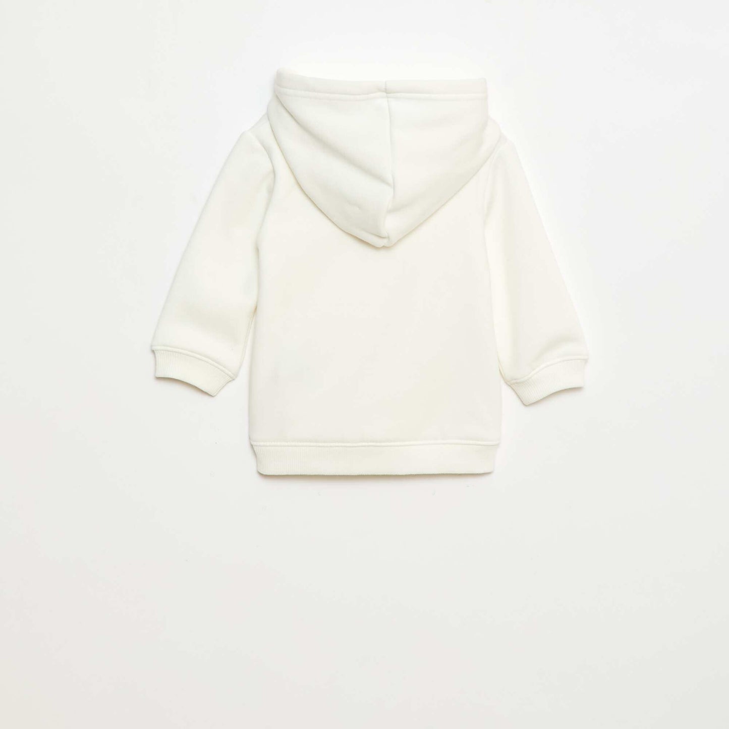 Fleece Hoodie with Animated Rabbit Design WHITE