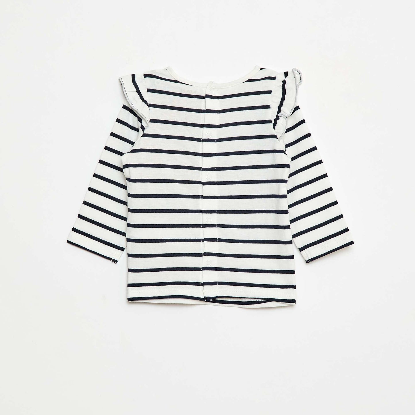 Long-sleeved patterned T-shirt with ruffled armholes WHITE
