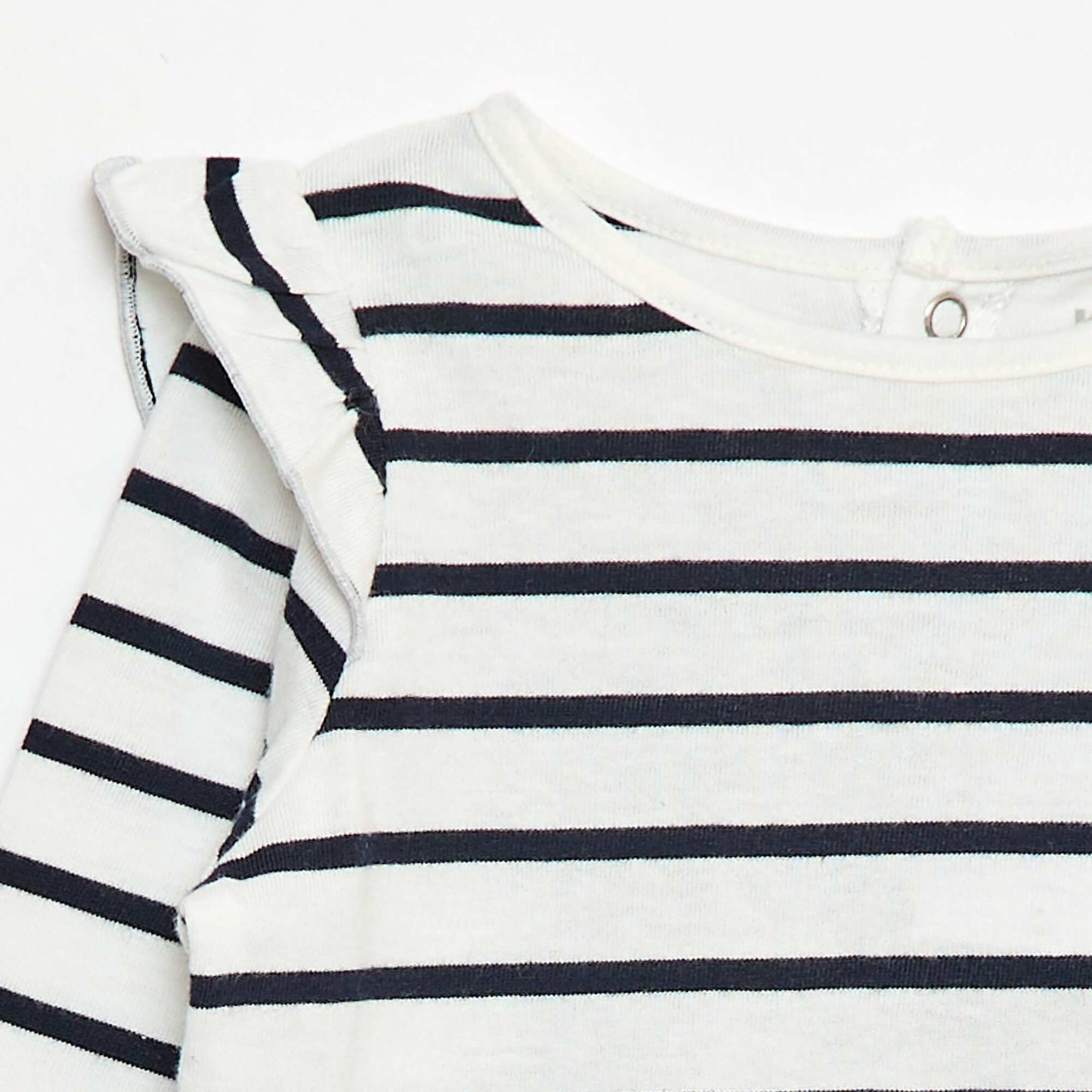 Long-sleeved patterned T-shirt with ruffled armholes WHITE