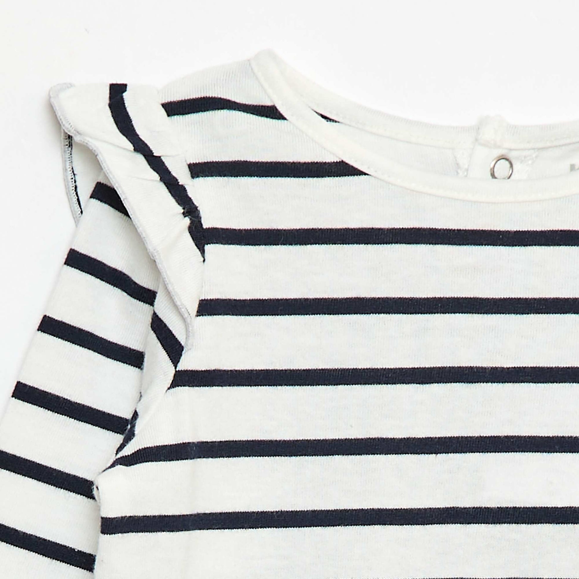 Long-sleeved patterned T-shirt with ruffled armholes WHITE