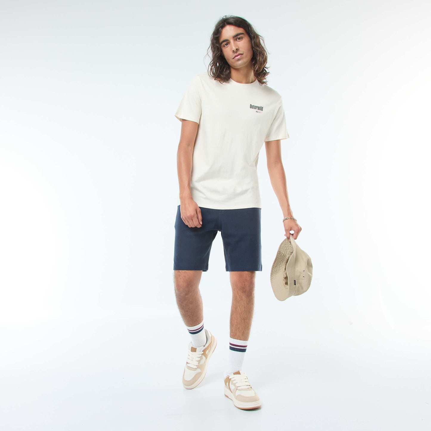 Short-sleeved printed T-shirt with round neck WHITE