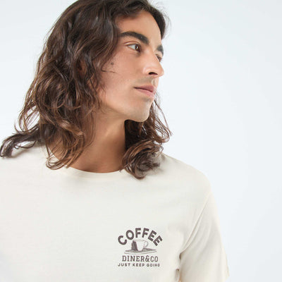 Short-sleeved printed T-shirt with round neck WHITE