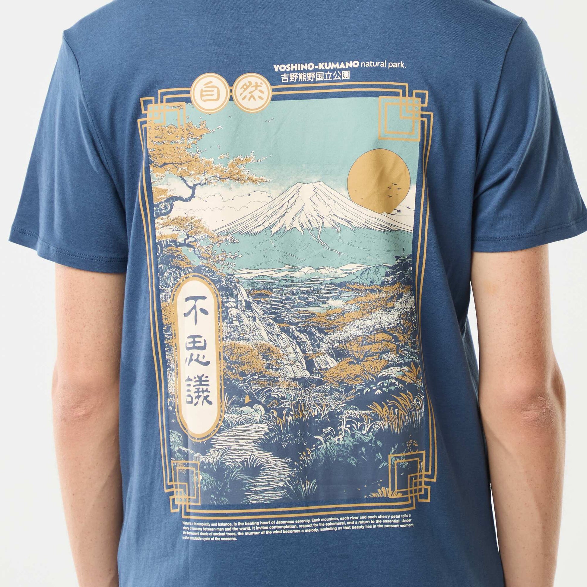 Short-sleeved printed T-shirt with round neck BLUE
