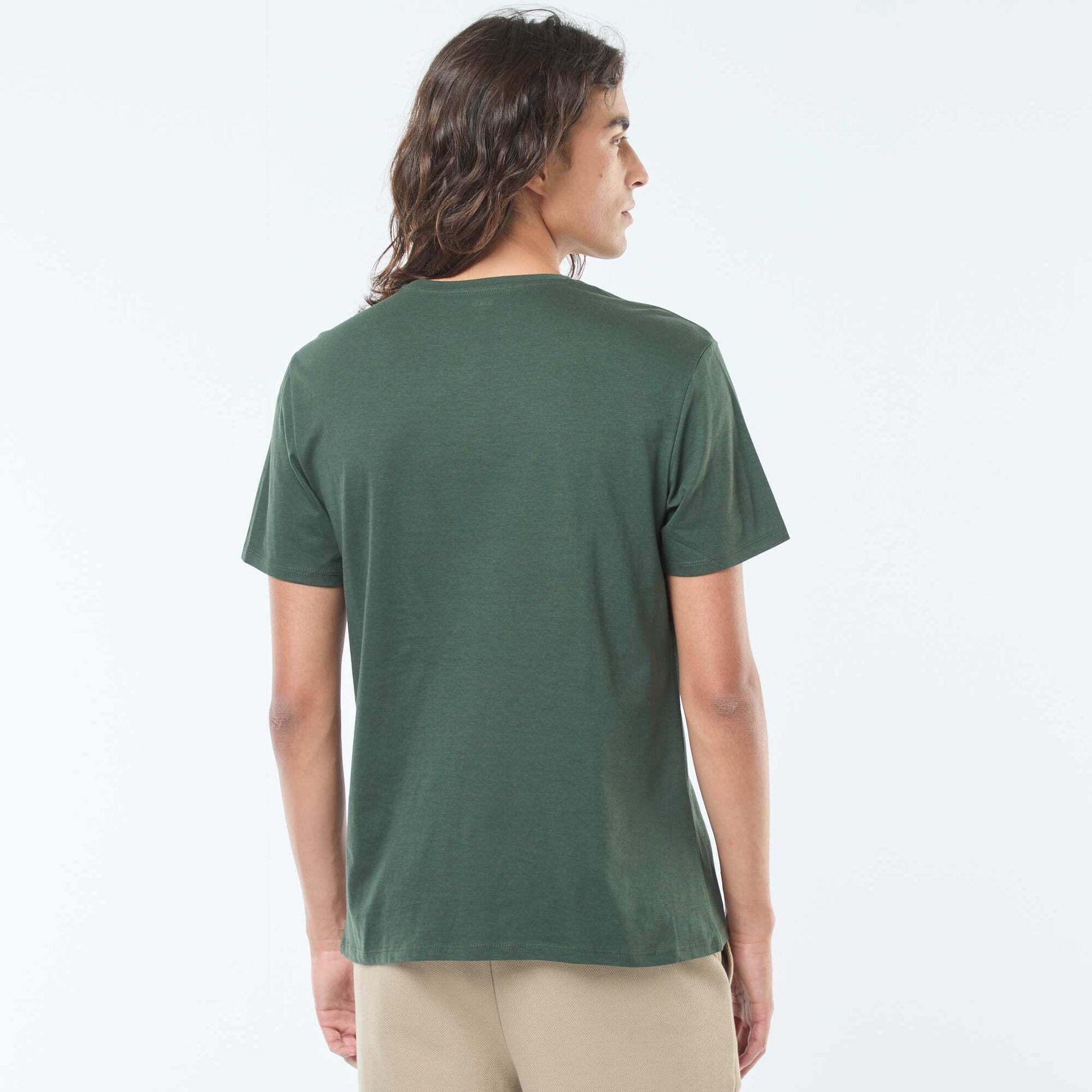 Short-sleeved printed T-shirt with round neck GREEN