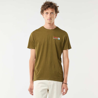 Short-sleeved printed T-shirt with round neck GREEN