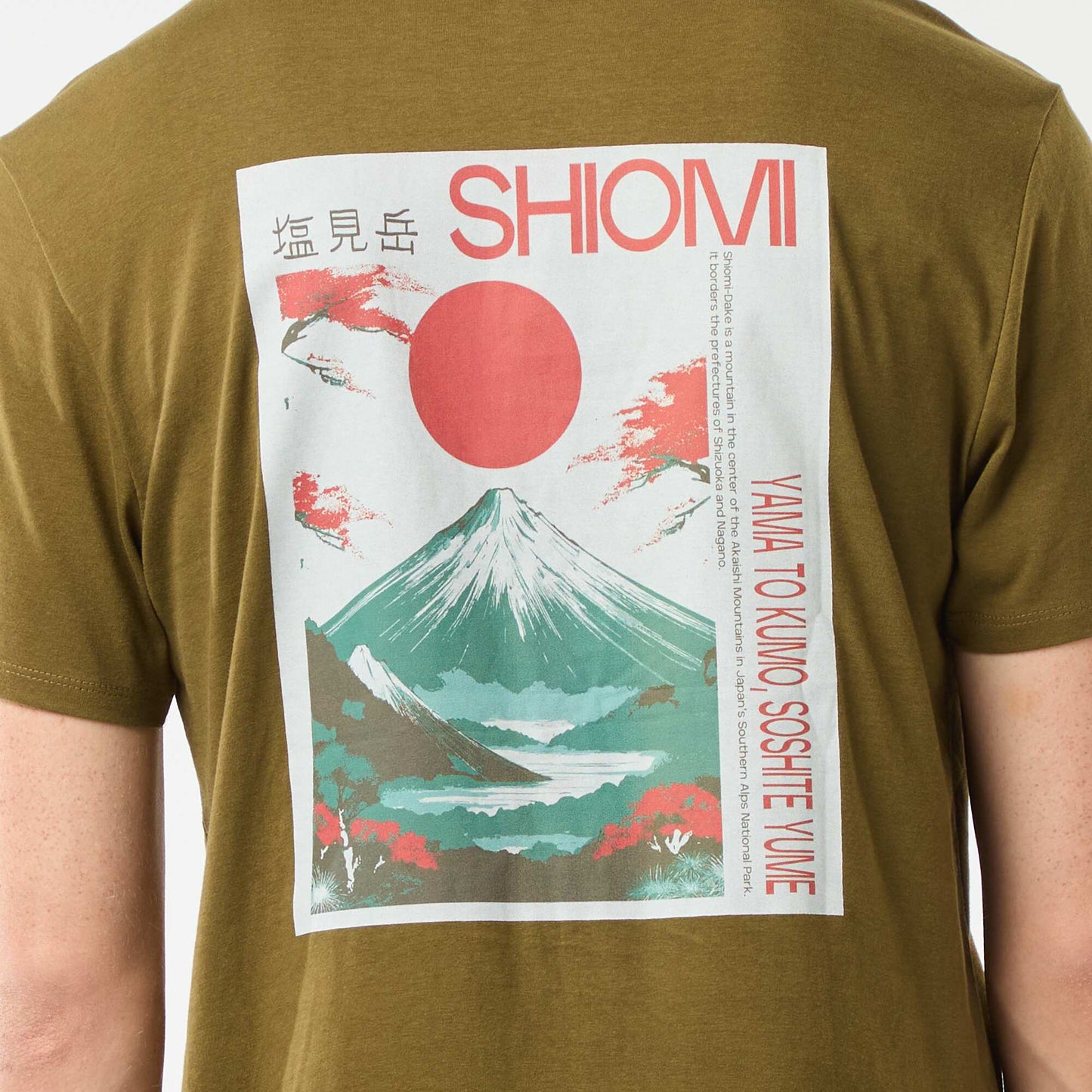 Short-sleeved printed T-shirt with round neck GREEN