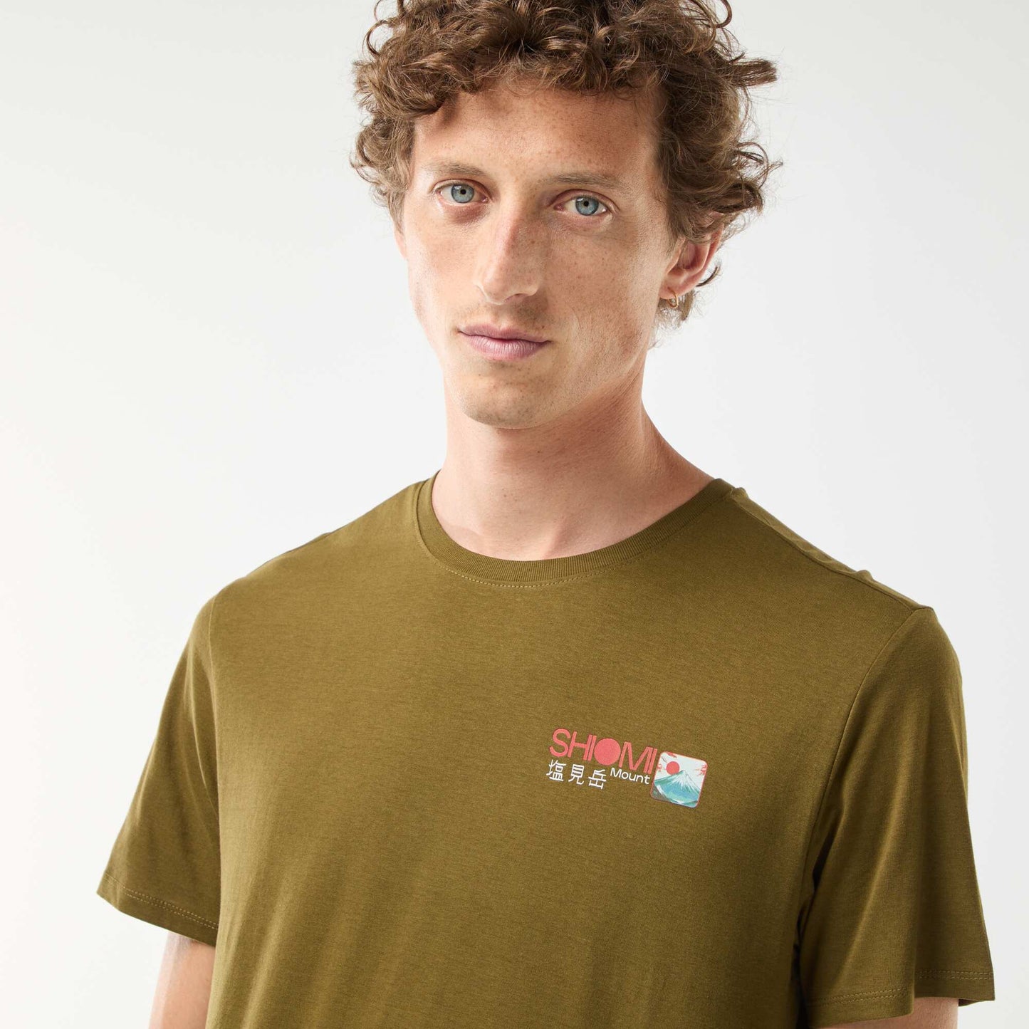 Short-sleeved printed T-shirt with round neck GREEN
